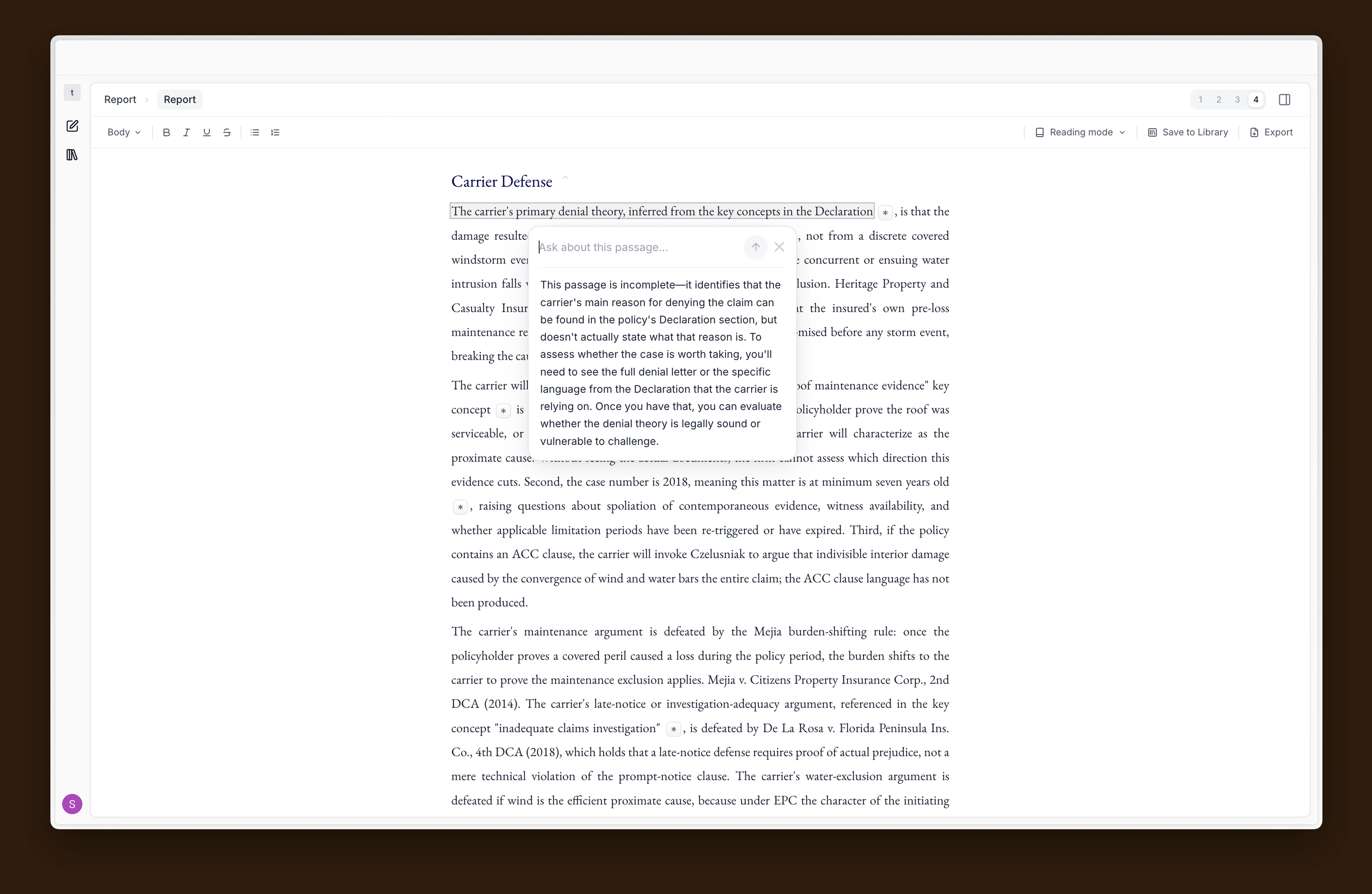 Generate structured reports