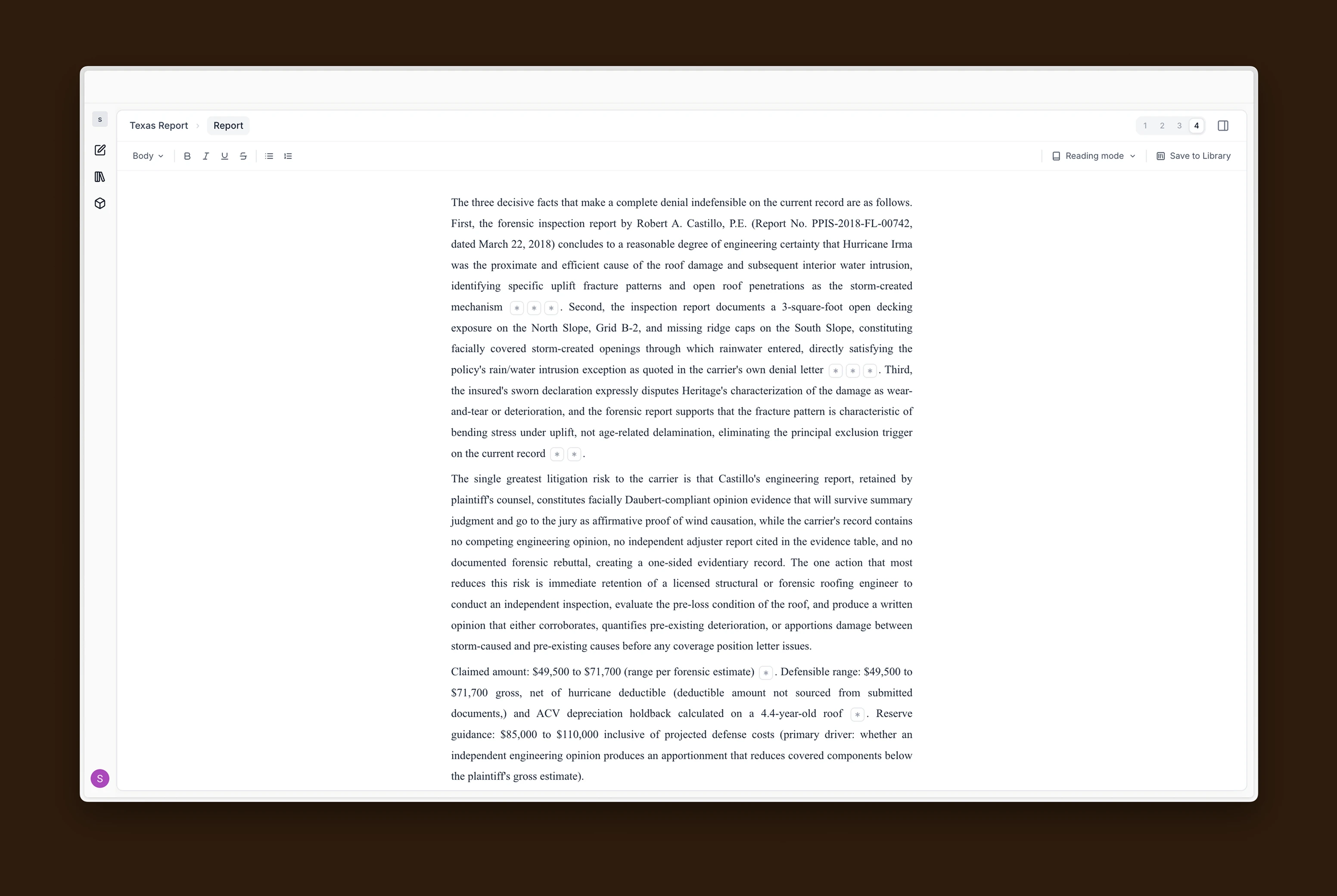 Generate structured reports